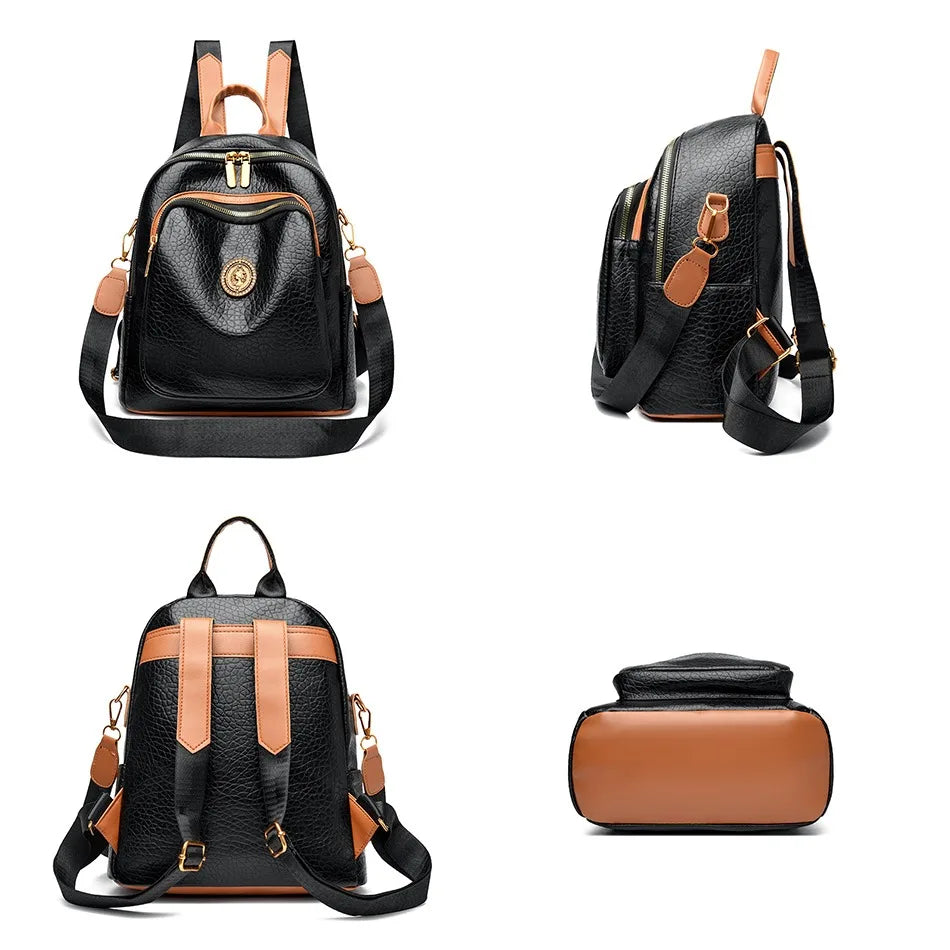 Fashion Women Backpack Designer Pu Leather Travel Back Pack Casual Shoulder Bag High Quality School Bags for Teenagers Girls Sac