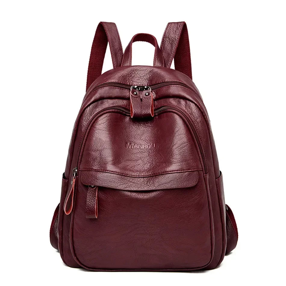 2024 Female Leather Backpacks High Quality Ladies Bagpacks Luxury Designer Large Capacity Casual Daypack Girl Mochilas Sac A Dos