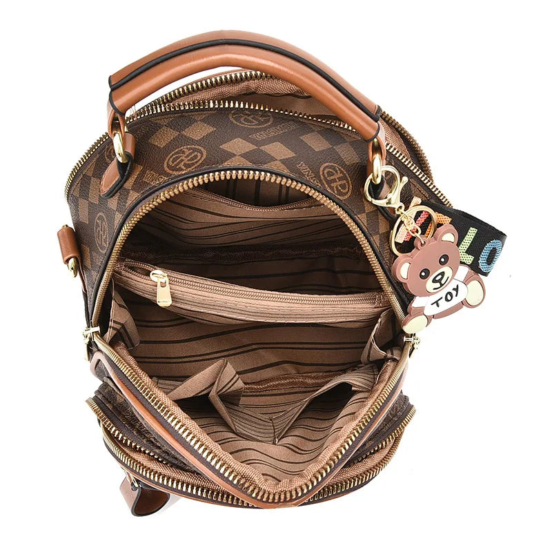 Fashion Trend Women's Backpack High Quality Soft Leather Women School Bag Famous Luxury Designer Female Shoulder Bags Sac A Dos