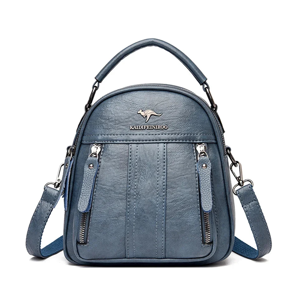 4 In 1 Leather Backpacks Multifunction Female Shoulder Bag Fashion Ladies Small Backpack Travel Bags for Girls New Messenger Sac