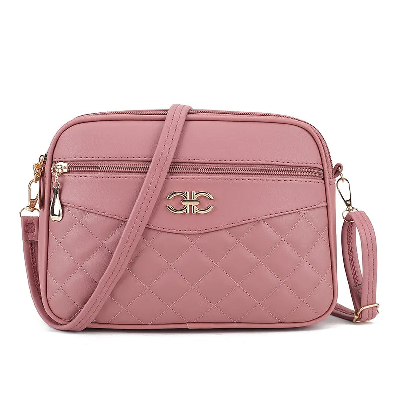 2025 Women's Bag Fashion Lingge Crossbody Bag Four Layer High Capacity Middle Aged Shoulder Bag Versatile Camera Square Handbag