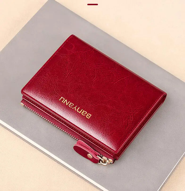 Anti RFID Woman Small Genuine Leather Purse 2025 New Design Ultra Thin Coin Wallet for Women Fashion Gifts