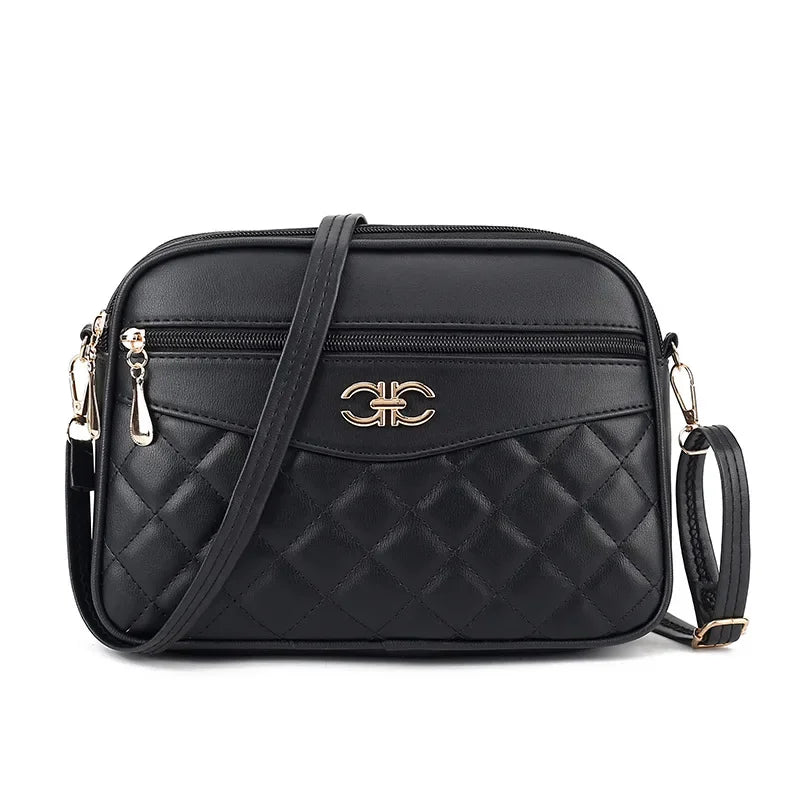 2025 Women's Bag Fashion Lingge Crossbody Bag Four Layer High Capacity Middle Aged Shoulder Bag Versatile Camera Square Handbag
