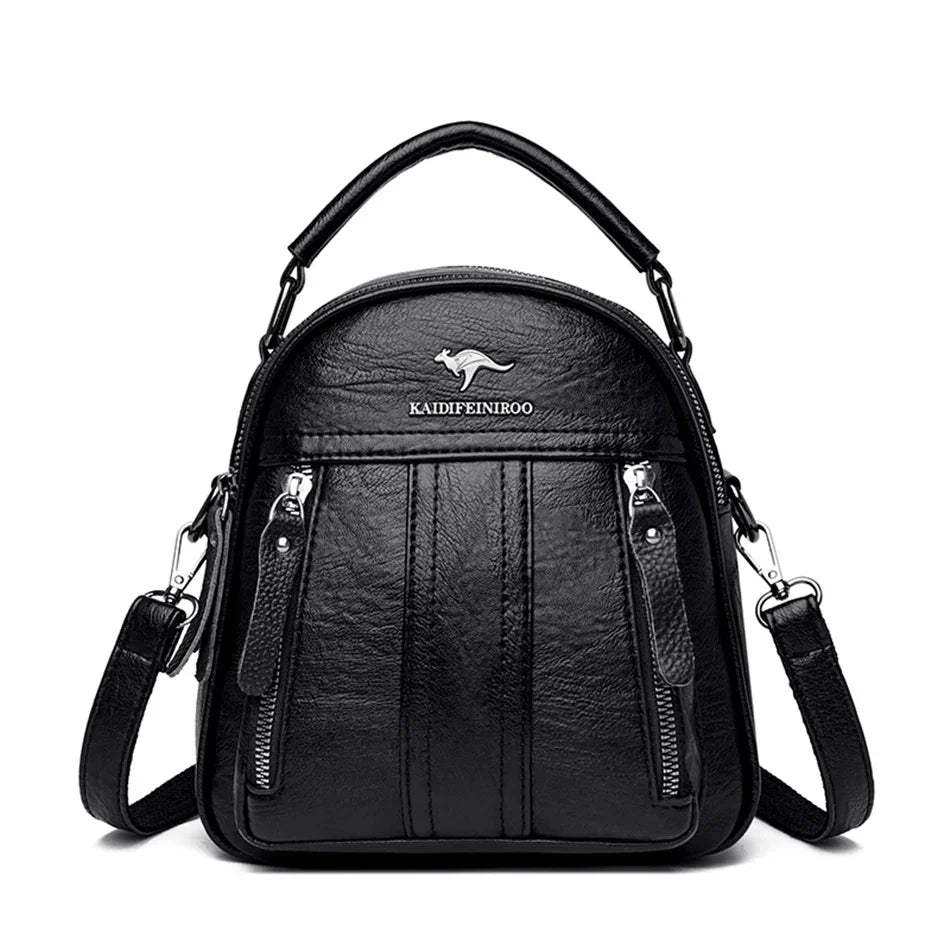 4 In 1 Leather Backpacks Multifunction Female Shoulder Bag Fashion Ladies Small Backpack Travel Bags for Girls New Messenger Sac