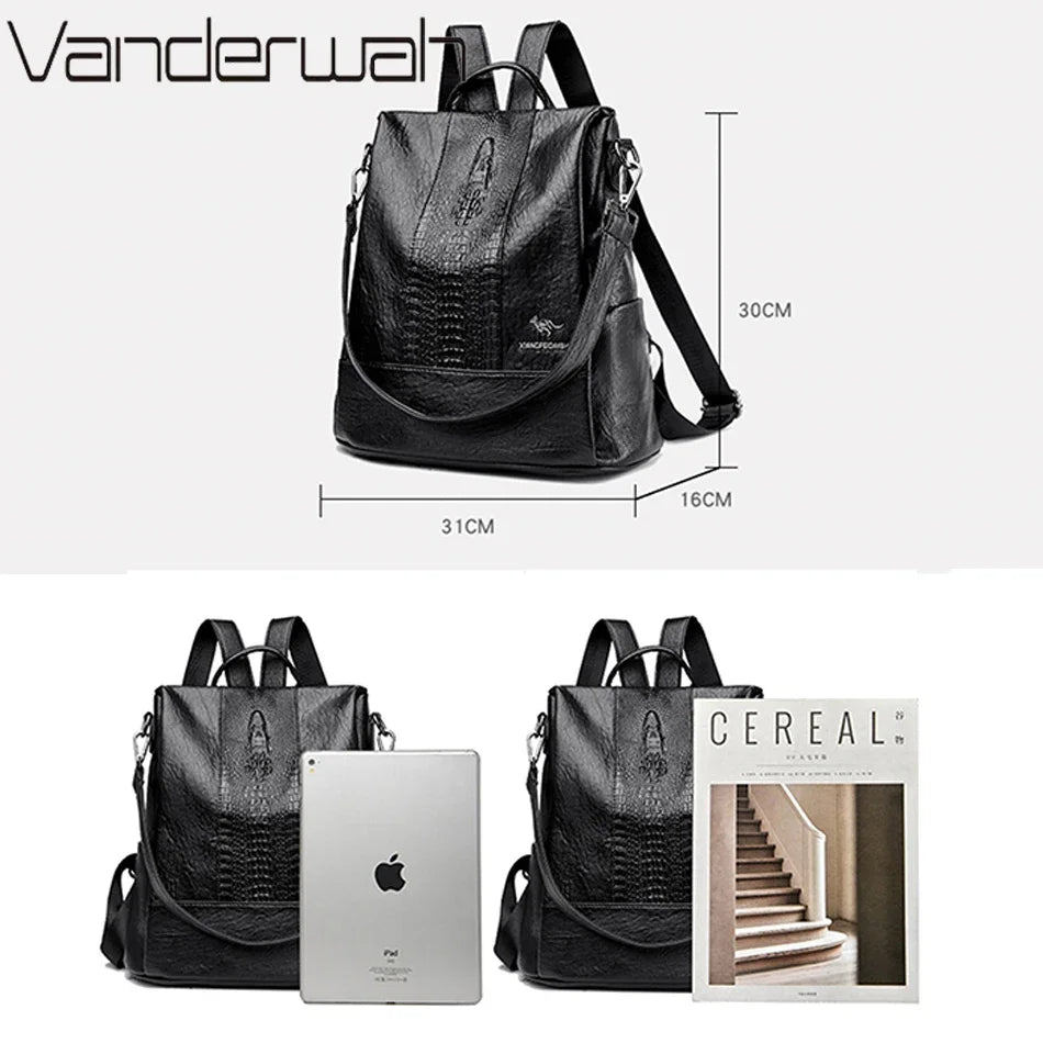 Women's Soft Leather Backpack School Bookbags for Girls Bagpack Large Capacity Designer Travel Rucksack High Quality Mochilas