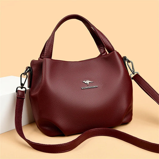 Women Soft Leather Top-Handle Bags Luxury Designer Handbag Solid Color Ladies Shoulder Crossbody Bag And Purse Commuting Sac