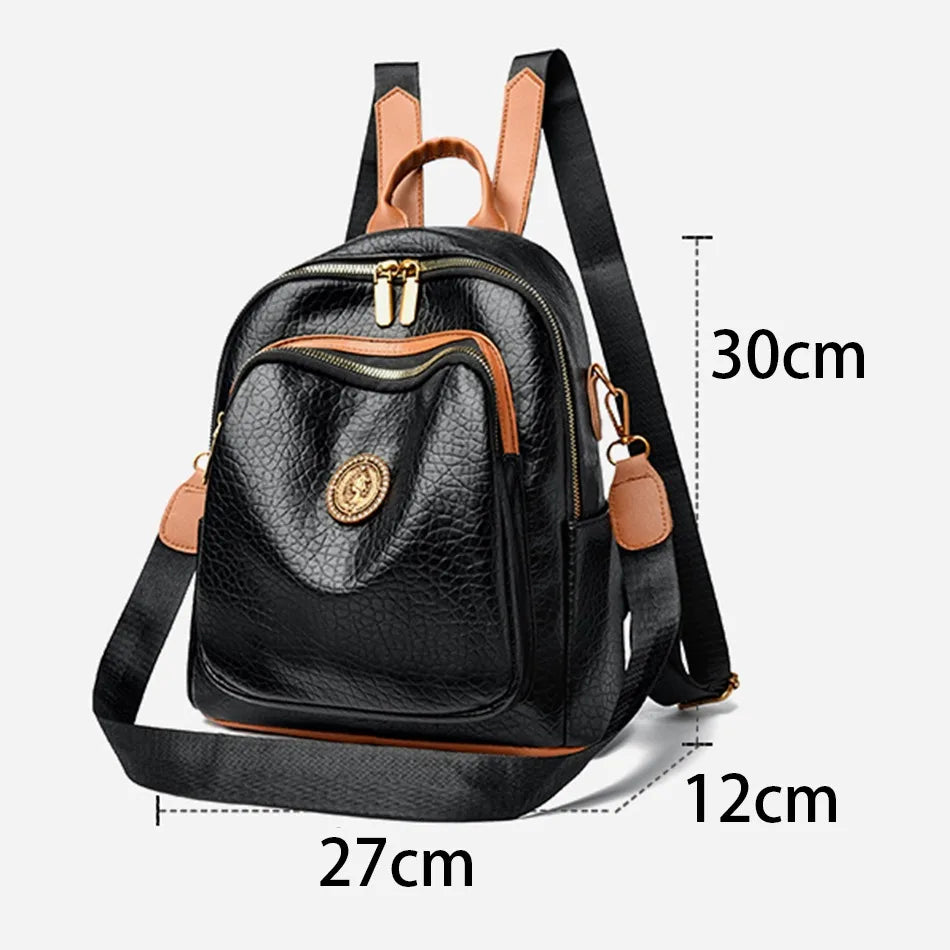 Fashion Women Backpack Designer Pu Leather Travel Back Pack Casual Shoulder Bag High Quality School Bags for Teenagers Girls Sac