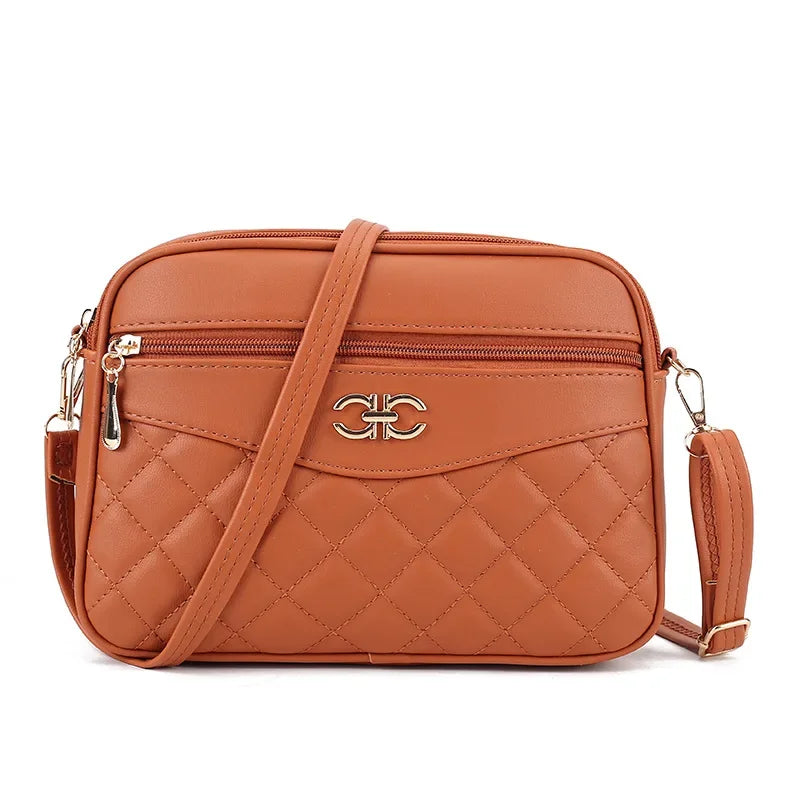 2025 Women's Bag Fashion Lingge Crossbody Bag Four Layer High Capacity Middle Aged Shoulder Bag Versatile Camera Square Handbag