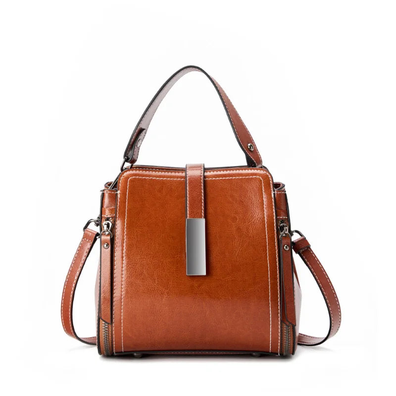 Genuine Leather Women's Shoulder Bag Vintage Luxury Designer Women Handbags Fashion Cowhide High Quality Crossbody Bags 3032