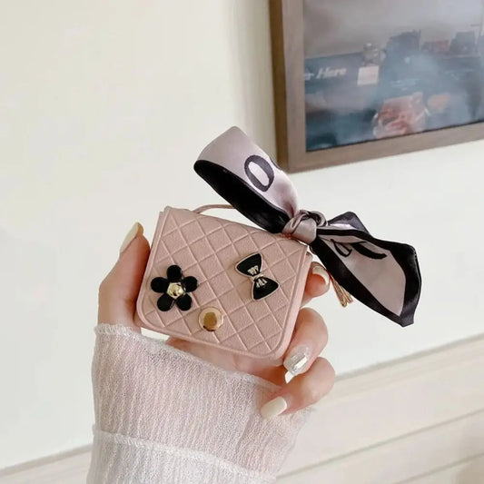 Fashion Leather Earphone Storage Bag Mini Creative Keychain Solid Color Pendant Earphone Case Bluetooth Headset Cover