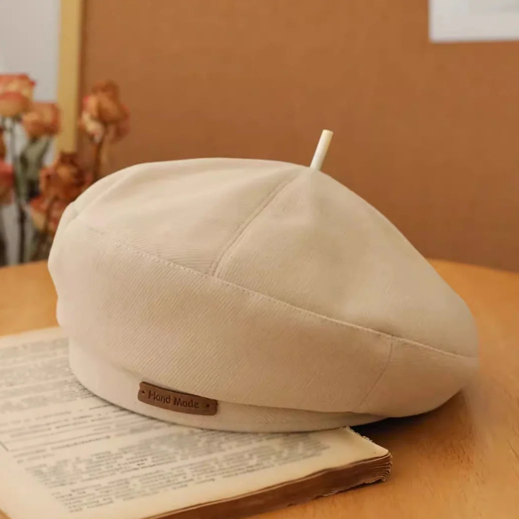 Retro Handmade Beret Spring Autumn Women Black Beige Woolen Beret Khaki Brown Painter Hat Female Winter Temperament Sense Cap