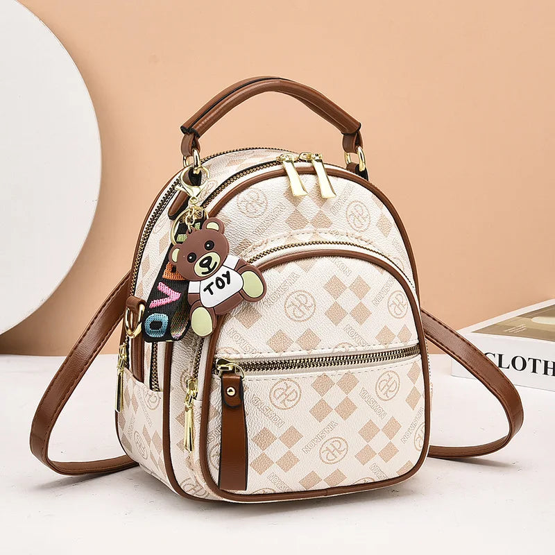 Fashion Trend Women's Backpack High Quality Soft Leather Women School Bag Famous Luxury Designer Female Shoulder Bags Sac A Dos