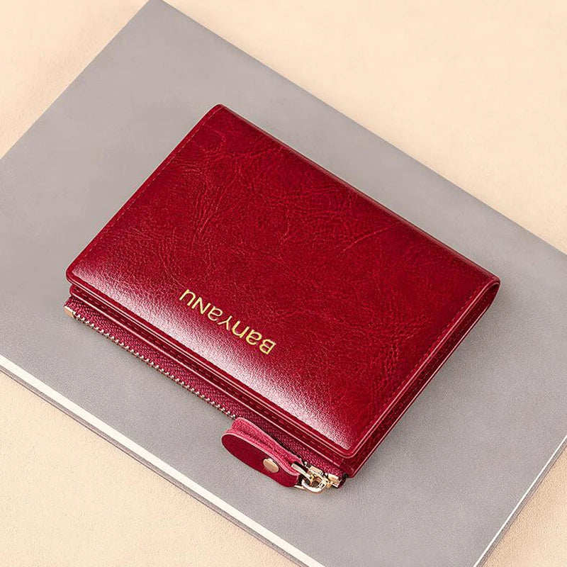 Anti RFID Woman Small Genuine Leather Purse 2025 New Design Ultra Thin Coin Wallet for Women Fashion Gifts