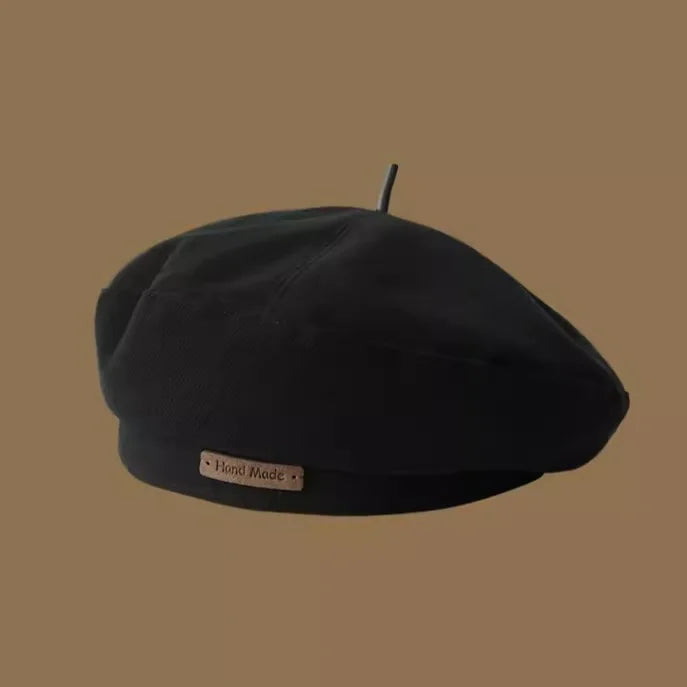 Retro Handmade Beret Spring Autumn Women Black Beige Woolen Beret Khaki Brown Painter Hat Female Winter Temperament Sense Cap