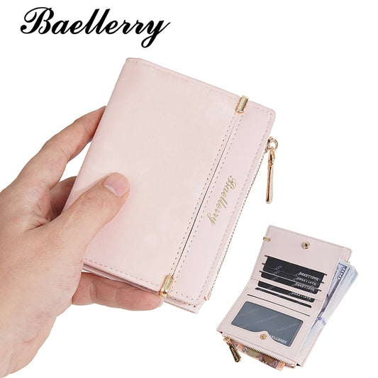 Baellerry Women Wallets New Short Coin Pocket High Quality Zipper Female Purses ID Card Holder Photo Holder Small Wallet For Gir
