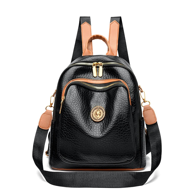 Fashion Women Backpack Designer Pu Leather Travel Back Pack Casual Shoulder Bag High Quality School Bags for Teenagers Girls Sac