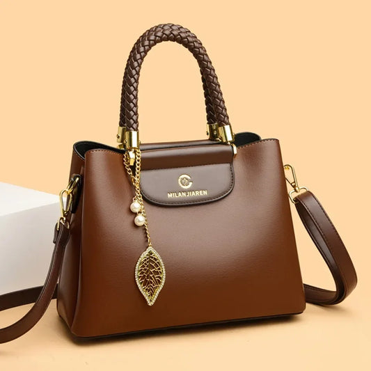 Genuine Soft PU Leather Handbags for Women Vintage Shoulder Tote Bag Luxury Designer Ladies Large Capacity Purse Bags Sac A Main