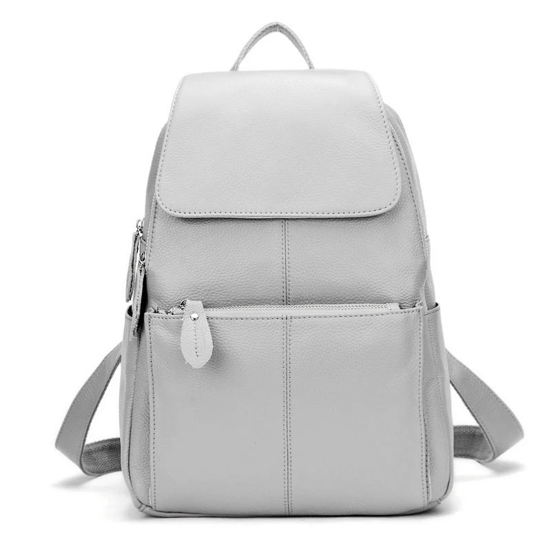 Zency Stylish Black White Genuine Leather Women Backpack A++ Quality Anti-theft Large Capacity Knapsack Travel Designer Rucksack
