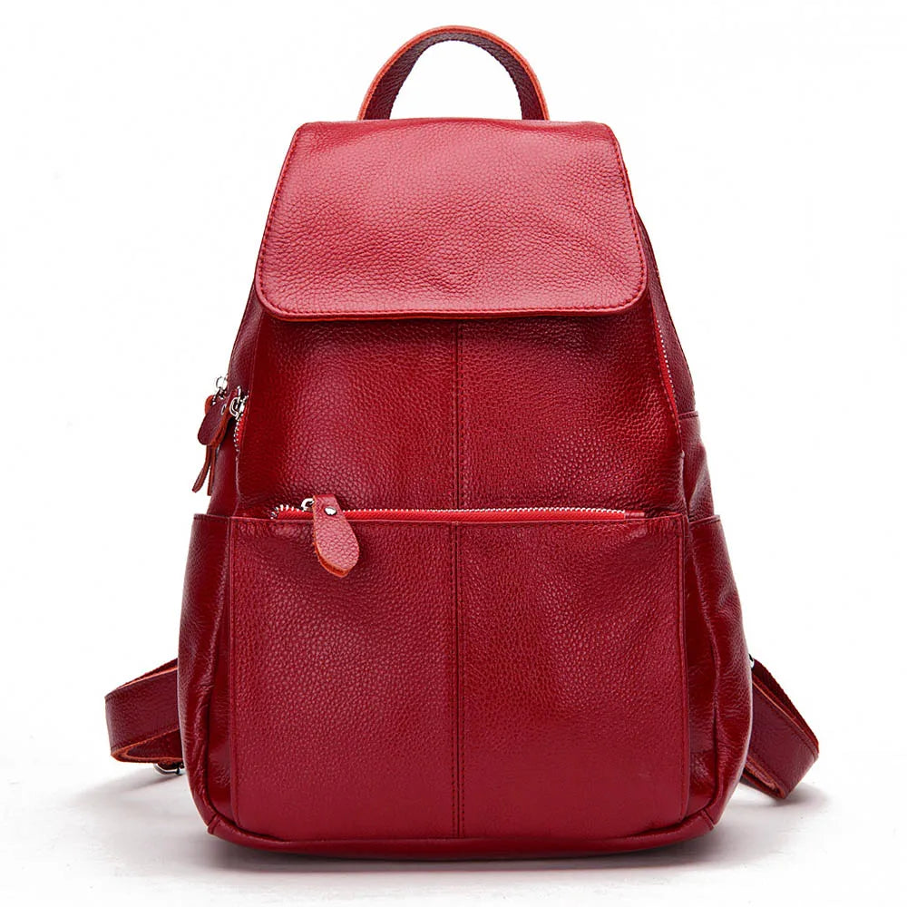Zency Stylish Black White Genuine Leather Women Backpack A++ Quality Anti-theft Large Capacity Knapsack Travel Designer Rucksack