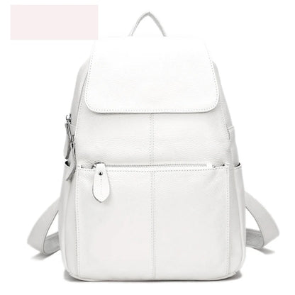 Zency Stylish Black White Genuine Leather Women Backpack A++ Quality Anti-theft Large Capacity Knapsack Travel Designer Rucksack
