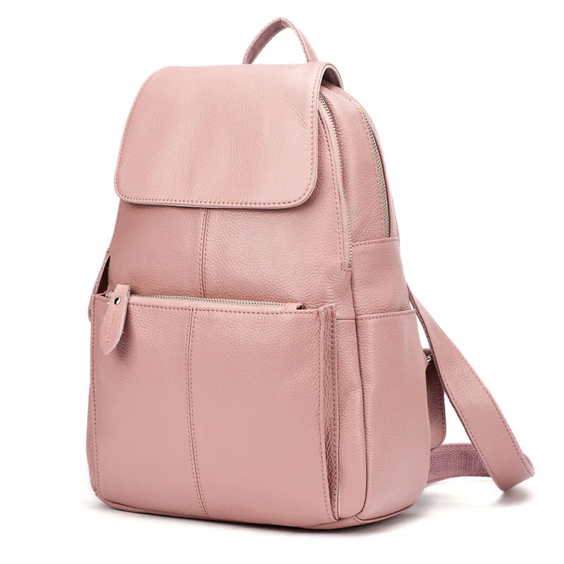 Zency Stylish Black White Genuine Leather Women Backpack A++ Quality Anti-theft Large Capacity Knapsack Travel Designer Rucksack