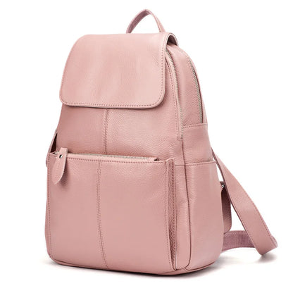 Zency Stylish Black White Genuine Leather Women Backpack A++ Quality Anti-theft Large Capacity Knapsack Travel Designer Rucksack