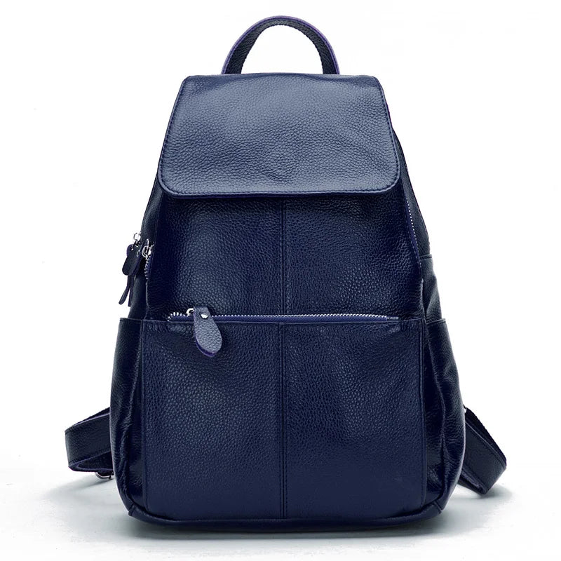Zency Stylish Black White Genuine Leather Women Backpack A++ Quality Anti-theft Large Capacity Knapsack Travel Designer Rucksack