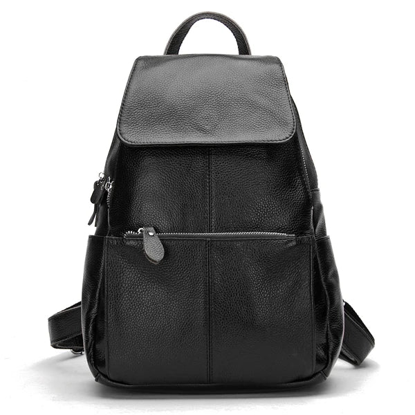 Zency Stylish Black White Genuine Leather Women Backpack A++ Quality Anti-theft Large Capacity Knapsack Travel Designer Rucksack