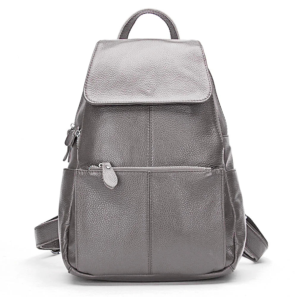Zency Stylish Black White Genuine Leather Women Backpack A++ Quality Anti-theft Large Capacity Knapsack Travel Designer Rucksack