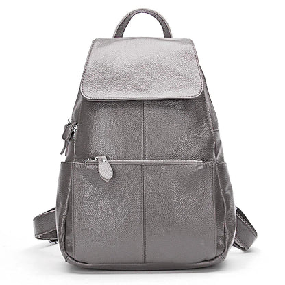 Zency Stylish Black White Genuine Leather Women Backpack A++ Quality Anti-theft Large Capacity Knapsack Travel Designer Rucksack