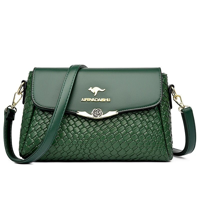 Luxury Handbag Women Bags Designer Pu Leather Knitting Shoulder Messenger Crossbody Bags for Women Mother Bolsa Ladies Hand Bag