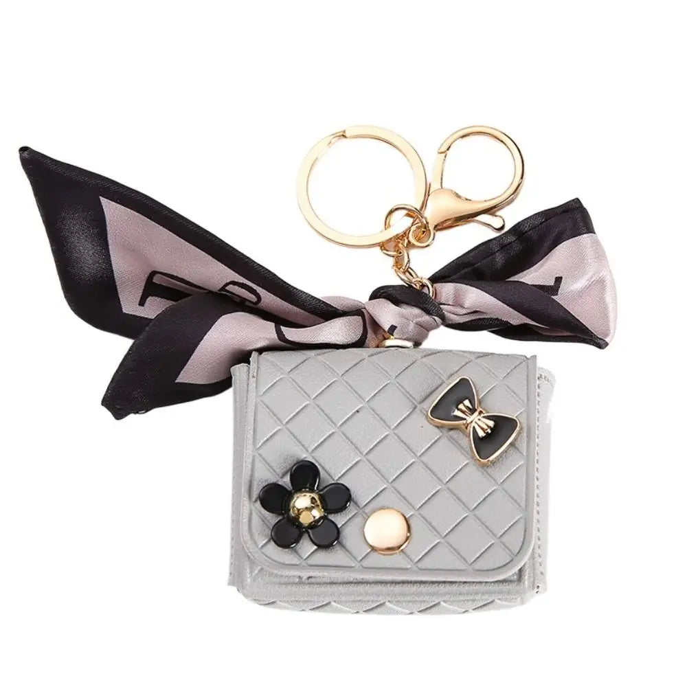 Fashion Leather Earphone Storage Bag Mini Creative Keychain Solid Color Pendant Earphone Case Bluetooth Headset Cover