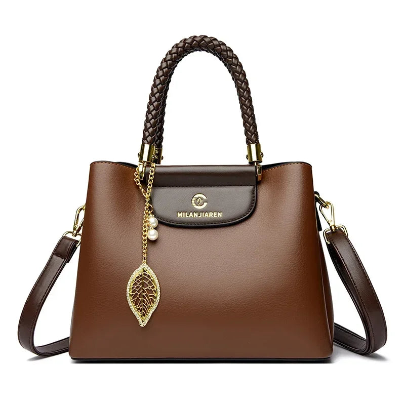 Genuine Soft PU Leather Handbags for Women Vintage Shoulder Tote Bag Luxury Designer Ladies Large Capacity Purse Bags Sac A Main