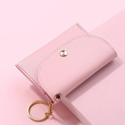 Coin Purse Women Simple Fashion PU Leather Buckle Ultra-thin Mini Change Purses Keychain Wallets Card Holder Pouch Small Wallet
