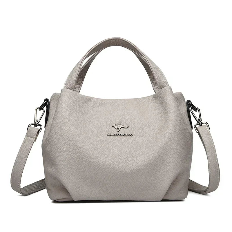 Women Soft Leather Top-Handle Bags Luxury Designer Handbag Solid Color Ladies Shoulder Crossbody Bag And Purse Commuting Sac