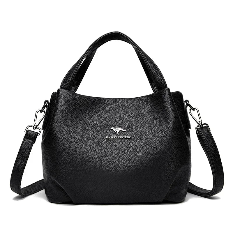 Women Soft Leather Top-Handle Bags Luxury Designer Handbag Solid Color Ladies Shoulder Crossbody Bag And Purse Commuting Sac
