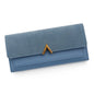 New Korean version women's wallet long V-shaped buckle three fold wallet for women, hand-held bag, change card bag