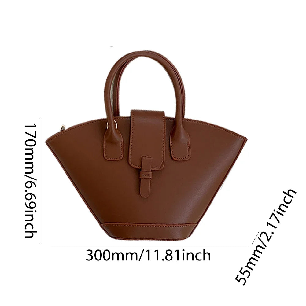 Luxury Designer Fashion Handbag PU Leather Tote Bag Large Capacity Trendy Crossbody Bag Trapezoid Bucket Bag for Women