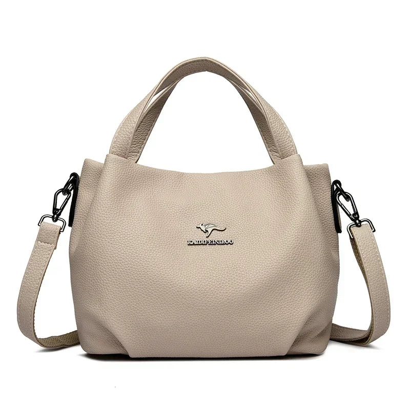 Women Soft Leather Top-Handle Bags Luxury Designer Handbag Solid Color Ladies Shoulder Crossbody Bag And Purse Commuting Sac