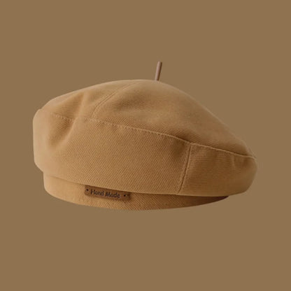Retro Handmade Beret Spring Autumn Women Black Beige Woolen Beret Khaki Brown Painter Hat Female Winter Temperament Sense Cap