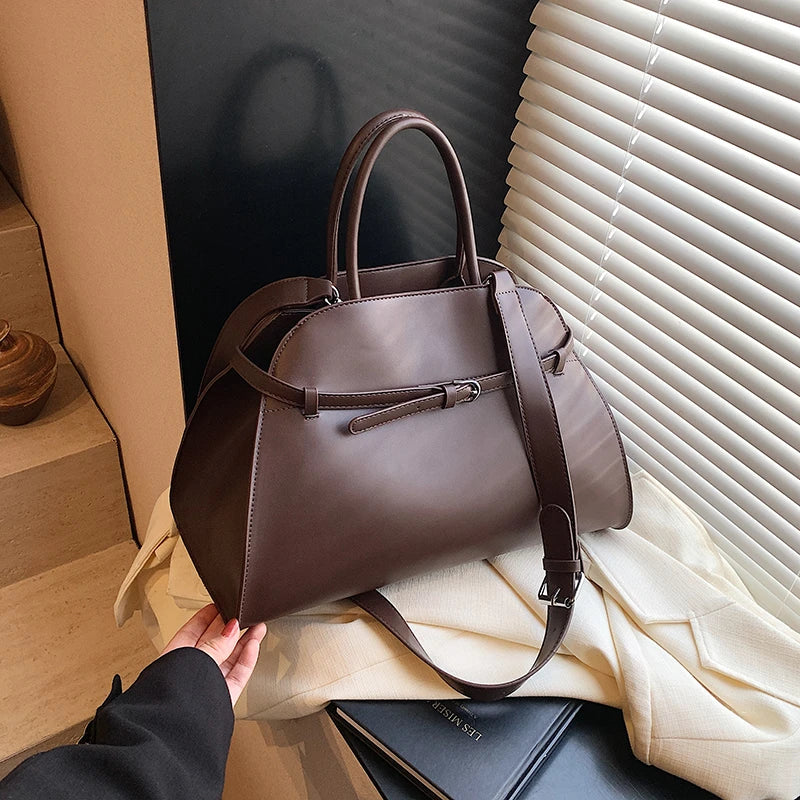 Stylish Big Top-handle Bags For Women Belt Pure Color Large Capacity Shopper Shoulder Totes 2025 Latest Luxury Designer Handbags