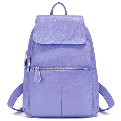 Zency Stylish Black White Genuine Leather Women Backpack A++ Quality Anti-theft Large Capacity Knapsack Travel Designer Rucksack