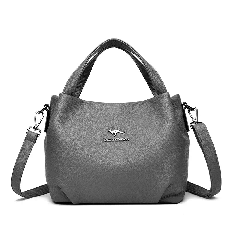 Women Soft Leather Top-Handle Bags Luxury Designer Handbag Solid Color Ladies Shoulder Crossbody Bag And Purse Commuting Sac