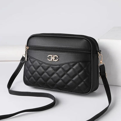 2025 Women's Bag Fashion Lingge Crossbody Bag Four Layer High Capacity Middle Aged Shoulder Bag Versatile Camera Square Handbag