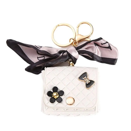 Fashion Leather Earphone Storage Bag Mini Creative Keychain Solid Color Pendant Earphone Case Bluetooth Headset Cover
