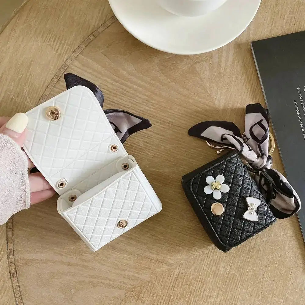 Fashion Leather Earphone Storage Bag Mini Creative Keychain Solid Color Pendant Earphone Case Bluetooth Headset Cover