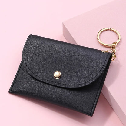 Coin Purse Women Simple Fashion PU Leather Buckle Ultra-thin Mini Change Purses Keychain Wallets Card Holder Pouch Small Wallet