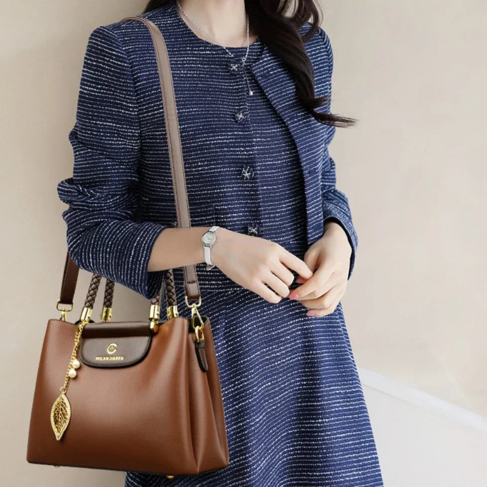 Genuine Soft PU Leather Handbags for Women Vintage Shoulder Tote Bag Luxury Designer Ladies Large Capacity Purse Bags Sac A Main