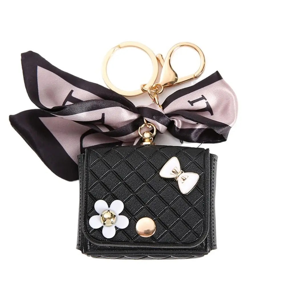 Fashion Leather Earphone Storage Bag Mini Creative Keychain Solid Color Pendant Earphone Case Bluetooth Headset Cover