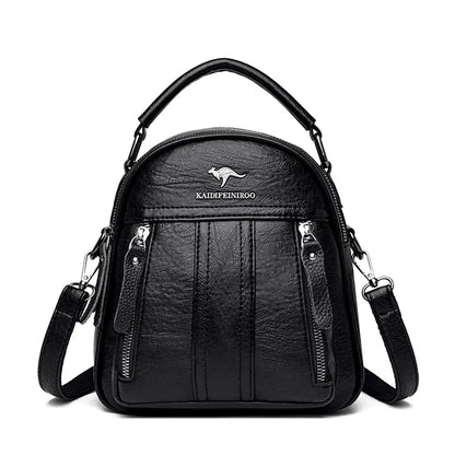4 In 1 Leather Backpacks Multifunction Female Shoulder Bag Fashion Ladies Small Backpack Travel Bags for Girls New Messenger Sac